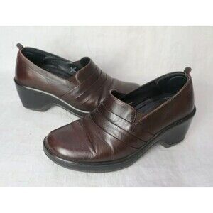 Dansko Womens Aubrey Clogs Size EU 37 US 6.5-7 Brown‎ Leather Loafer Style Wedge